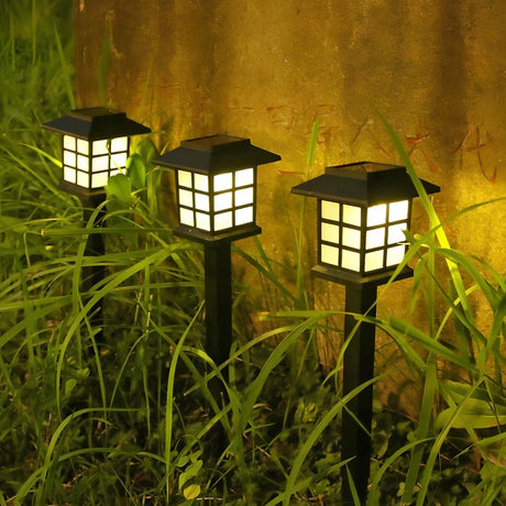 Solarbetriebene LED-Gartenlampen in Hausform, 6 Stück