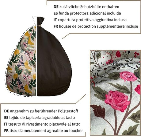 Bean Bag Sitzsack IHR IMPRESSUM , 80 x 80 x 120 cm, Sitzkissen, mit Tragegriff Boden, Sitzsack Bubibag mit Füllung