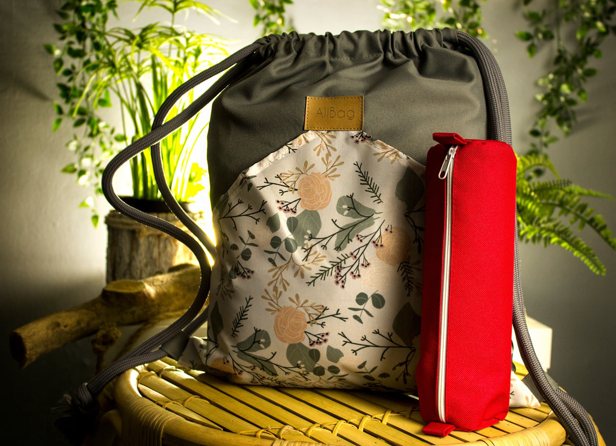 Premium-Rucksack Grau BOHO + GRATIS