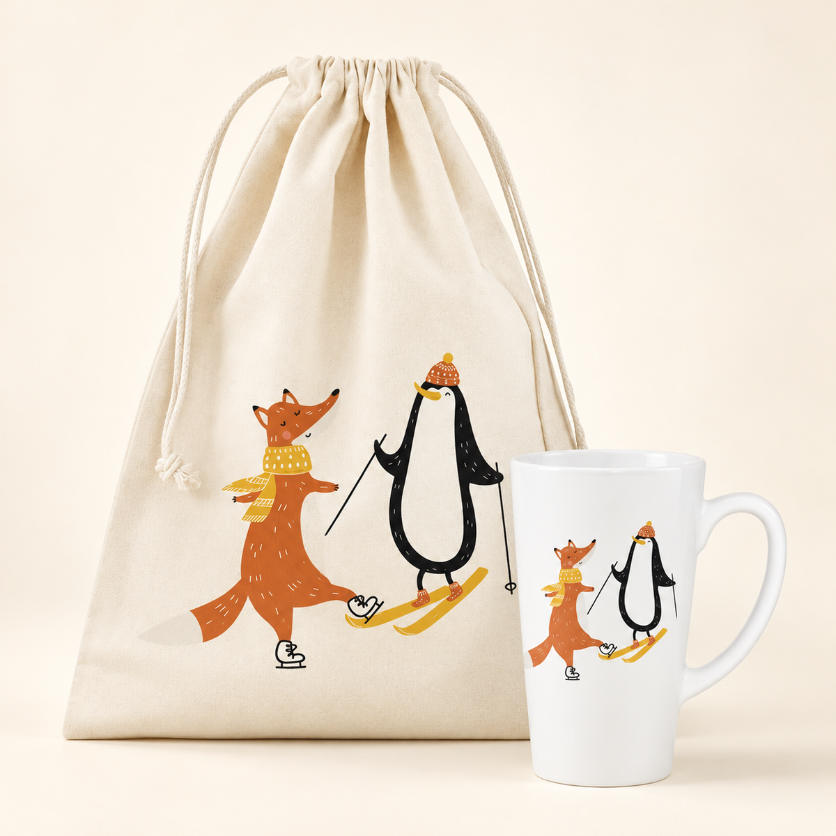 Weihnachtsset Pinguin – Beutel und Becher