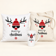Weihnachtsset Rentier mit Mütze – Tasche, Becher und Kissen