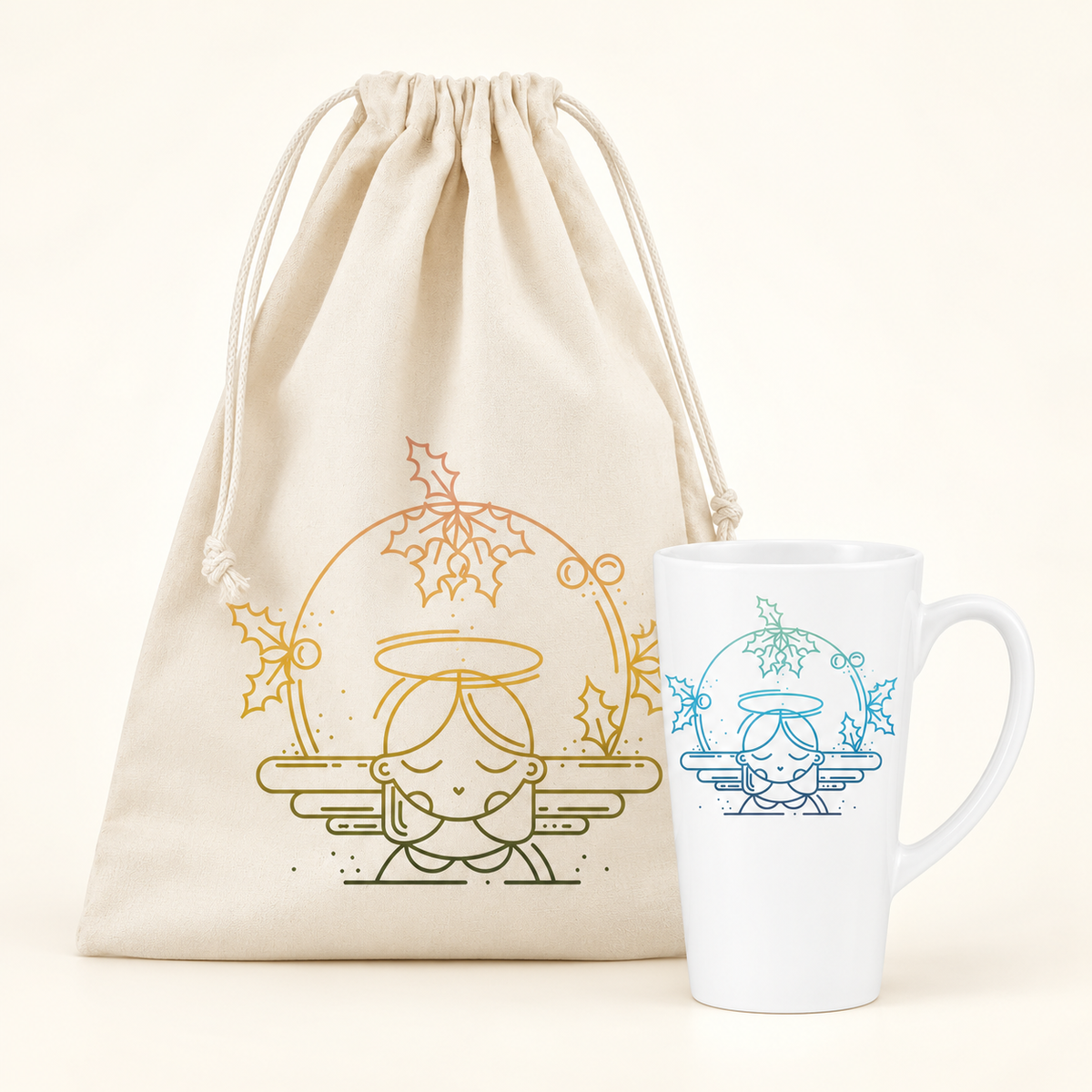 Weihnachtsset Engel – Beutel und Becher