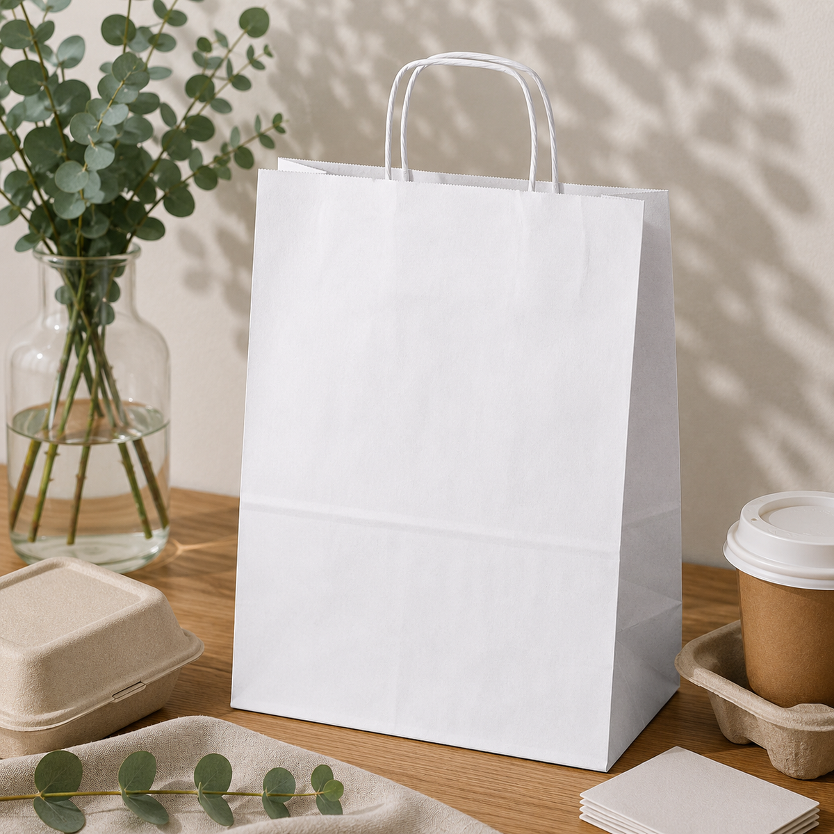 Sacchetto di carta con manico ritorto 450x170x480mm Bianco