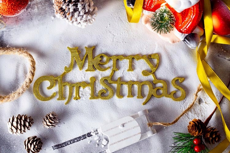 Frohe Weihnachten Aufschrift Gold Anhänger 24cm