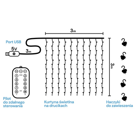 Lichtvorhang 3x3m 300LED Girlande