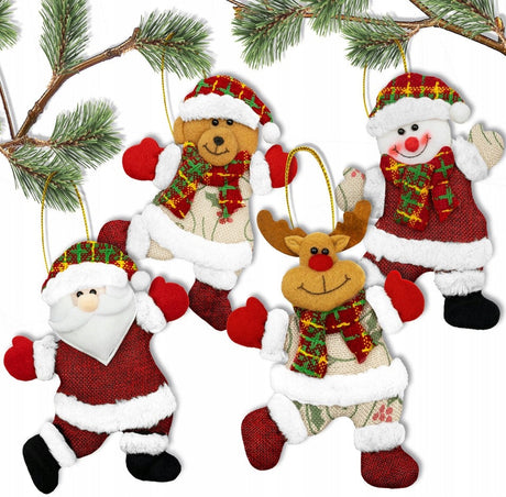 Weihnachtsbaumanhänger Teddybär, Rentier, Weihnachtsmann, Schneemann 4 Stk.