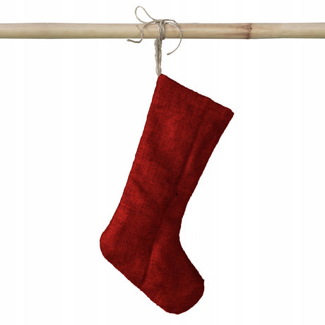 Roter Jute-Weihnachtsstrumpf