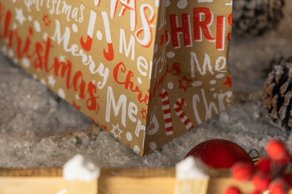 Weihnachtspapiertüte 240x100x320mm Frohe Weihnachten