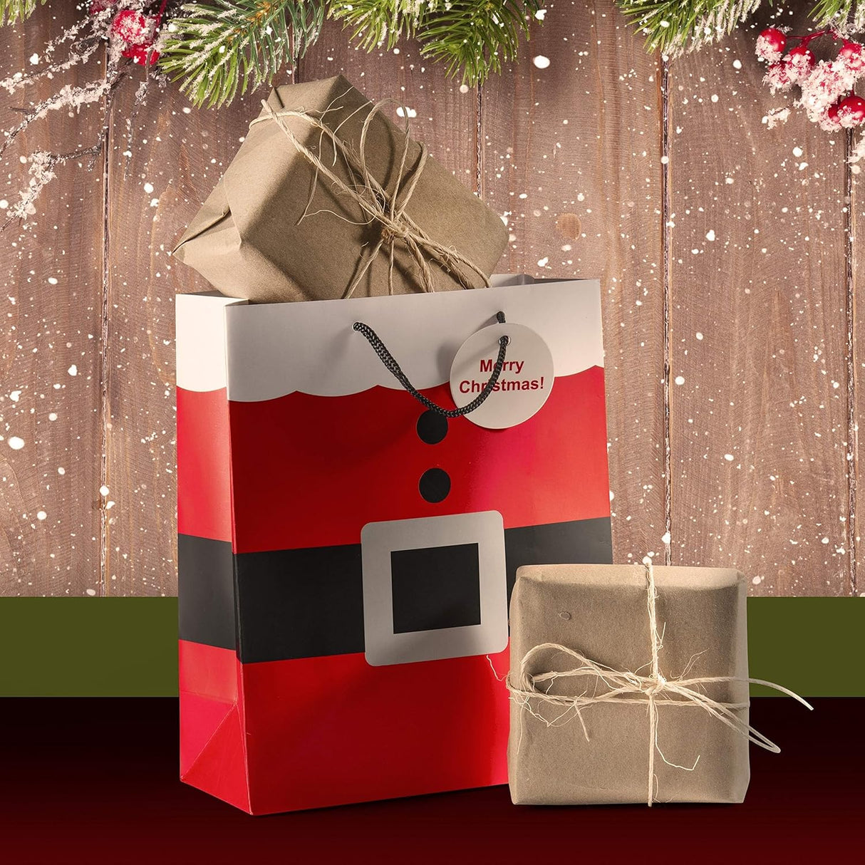 Papiertüte Weihnachtsmannkostüm 175x75x225mm 3St