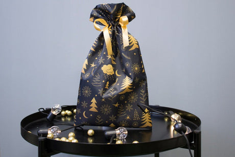 Weihnachts-Polyestertasche 20x35cm GOLDENE WEIHNACHTSBÄUME