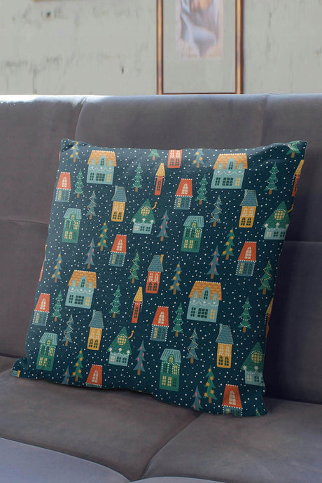 Weihnachtsdeko-Kissenbezug 250×250mm Häuser