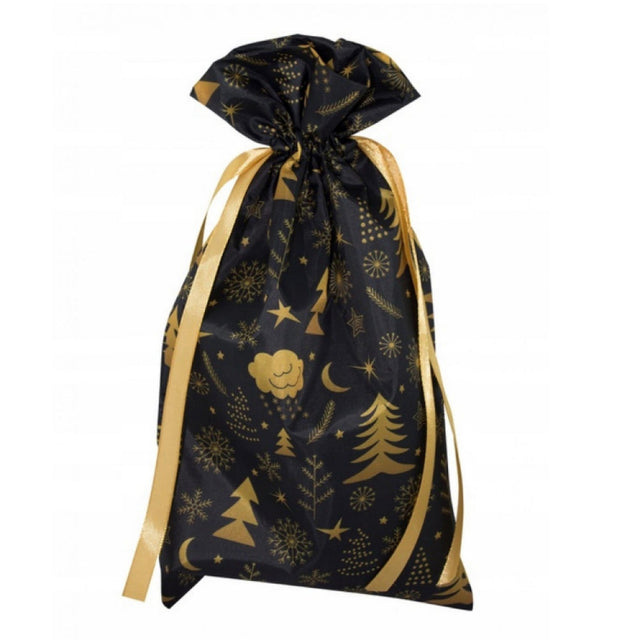 Weihnachts-Polyestertasche 20x35cm GOLDENE WEIHNACHTSBÄUME