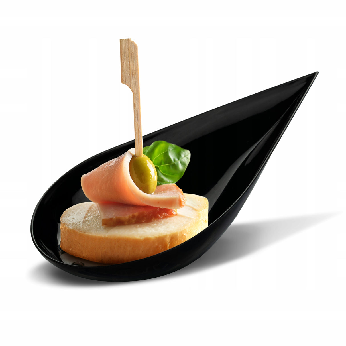 Dekorative Plastik-Löffel für Fingerfood Schwarz 100 Stück