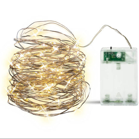 LED Lichterkette 100 batteriebetrieben 10 Meter WARMES LICHT