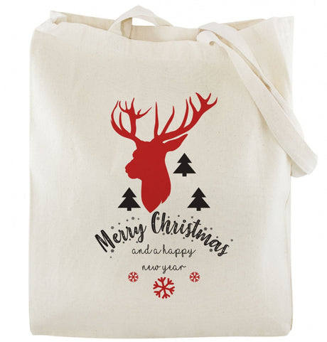 Weihnachts-Baumwolltasche HIRSCH