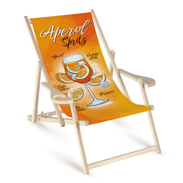 Holz-Liegestuhl mit Armlehne APEROL SPRITZ