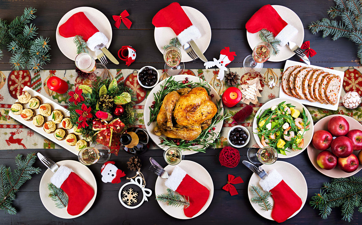 Weihnachtstischläufer 32x175 cm mit Christbaumkugel-Motiv