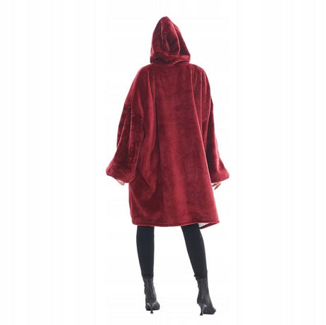 Dicker roter Decken-Sweatshirt, übergroßer Bademantel