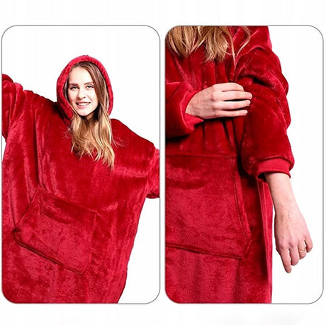 Dicker roter Decken-Sweatshirt, übergroßer Bademantel