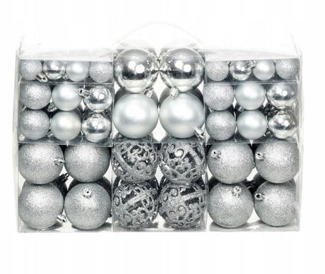 Weihnachtskugeln Set SILBER 6/4/3cm 100St.