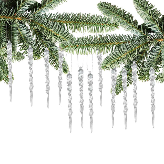 Transparente Eiszapfen für Weihnachtsbaum 12 Stk.