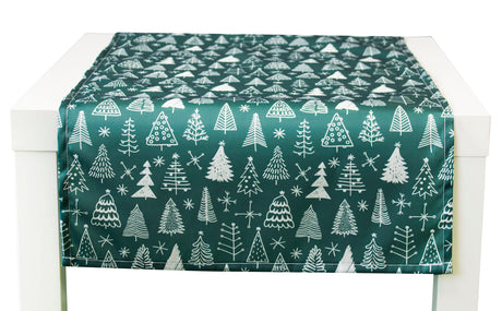 Polyester Weihnachts-Tischläufer WEISSE WEIHNACHTSBÄUME 45x155cm