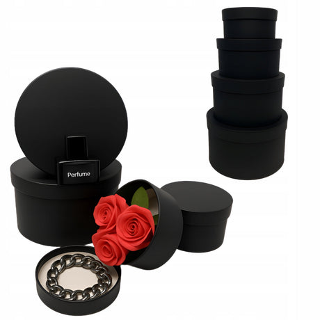 Set mit 4 schwarzen Geschenkboxen