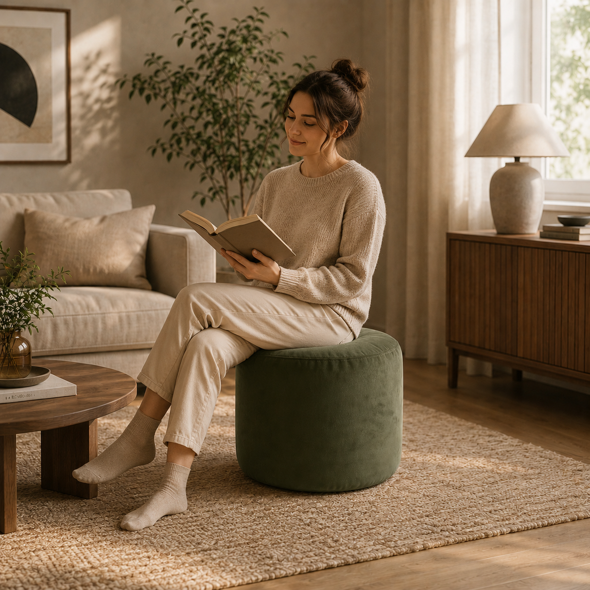 Sitzhocker Rund Fußhocker VELVET Verschiedene Farben