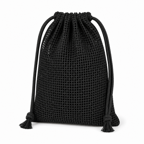 Netzbeutel aus Baumwolle 15 x 20 cm, 58 g/m², schwarz