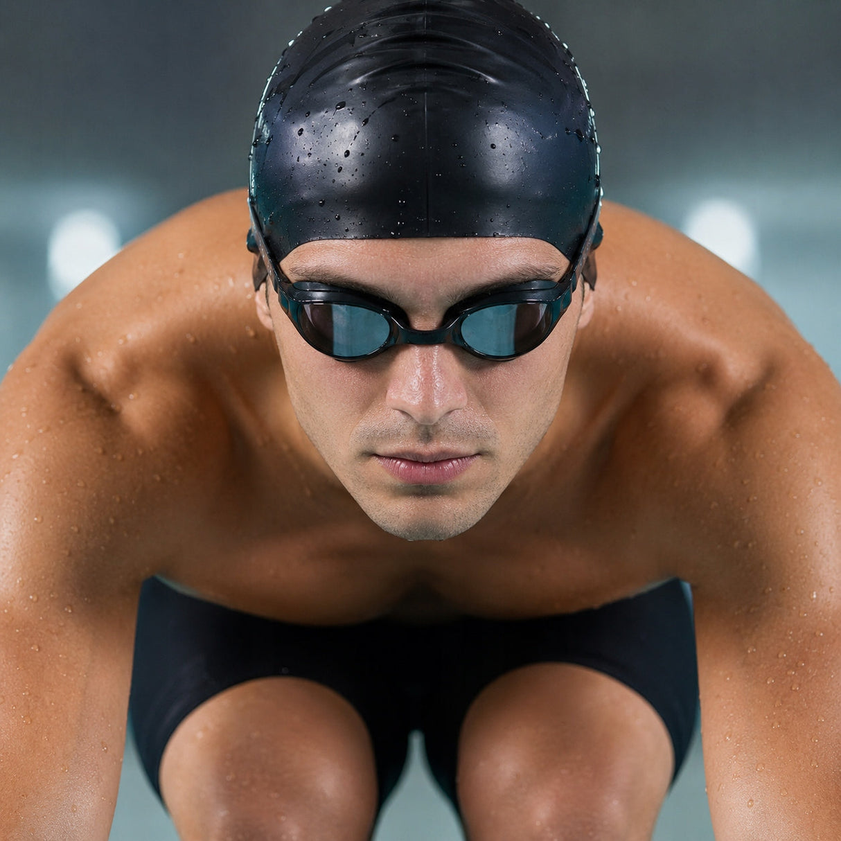 Schwarze Schwimmbrille mit Anti-Fog und UV-Schutz