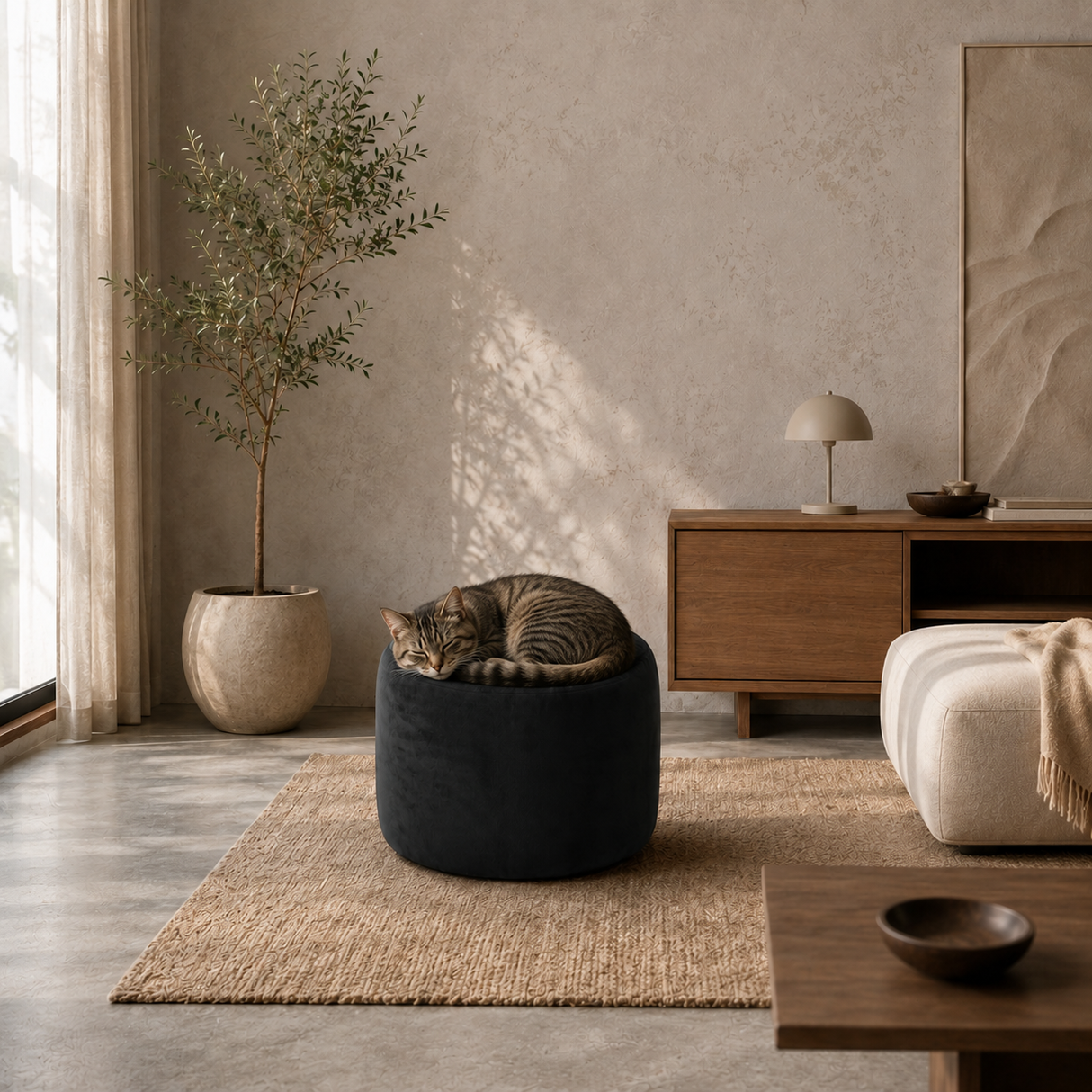 Sitzhocker Rund Fußhocker VELVET Verschiedene Farben