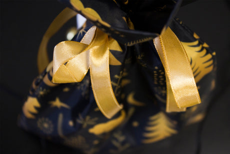 Weihnachts-Polyestertasche 20x35cm GOLDENE WEIHNACHTSBÄUME