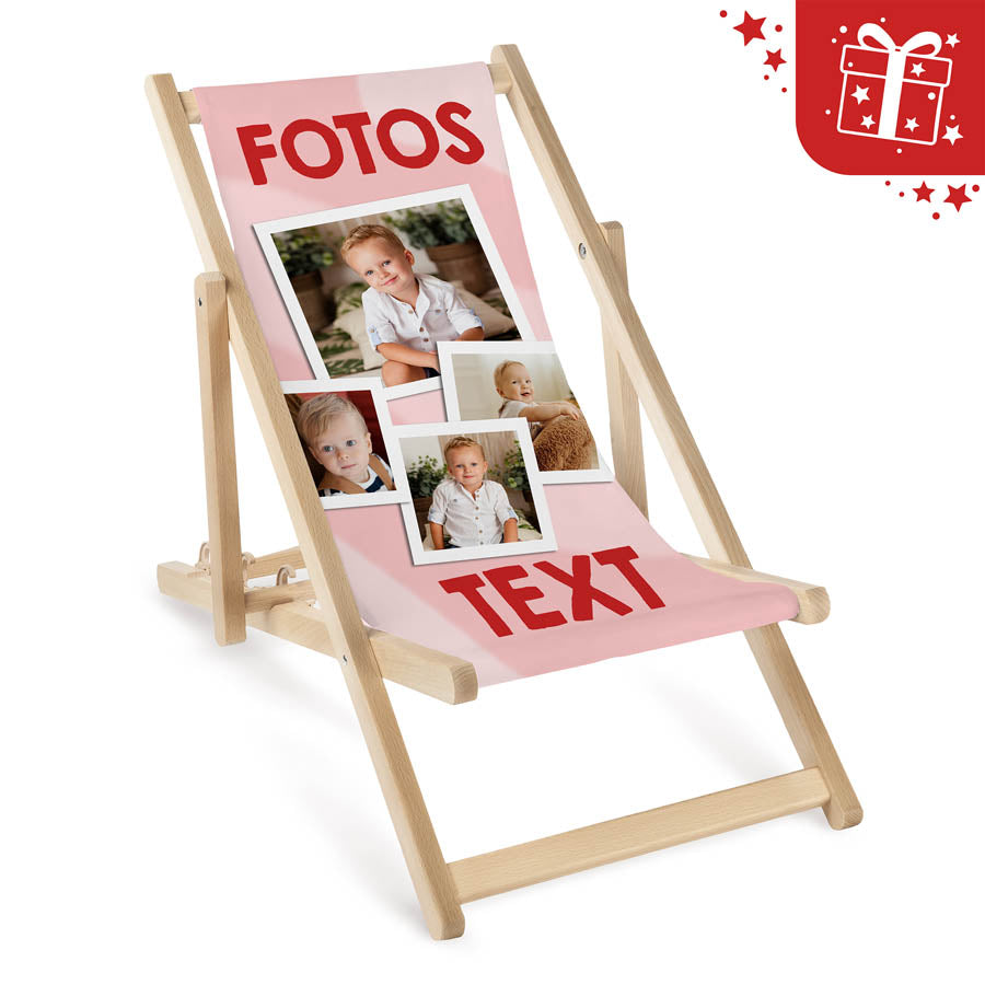 Personalisierter Kinder-Liegestuhl aus Holz – Geschenk