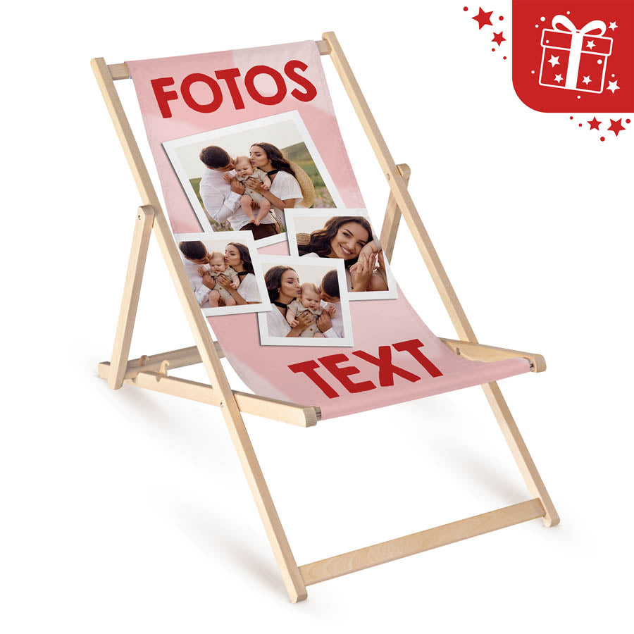 Holzliegestuhl mit Kopfkissen – Personalisiertes Geschenk