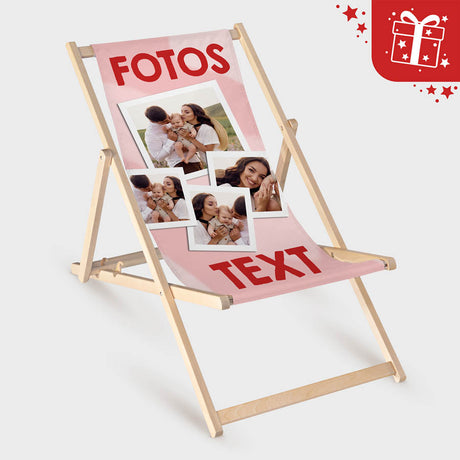 Holzliegestuhl mit Kopfkissen – Personalisiertes Geschenk