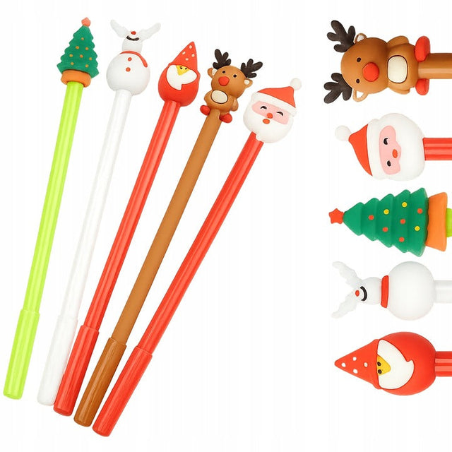 Weihnachtskugelschreiber-Set, 5er-Pack