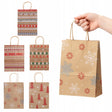 Papiertüte mit gedrehtem Henkel 330x120x260mm braun Weihnachtsmuster 4St.