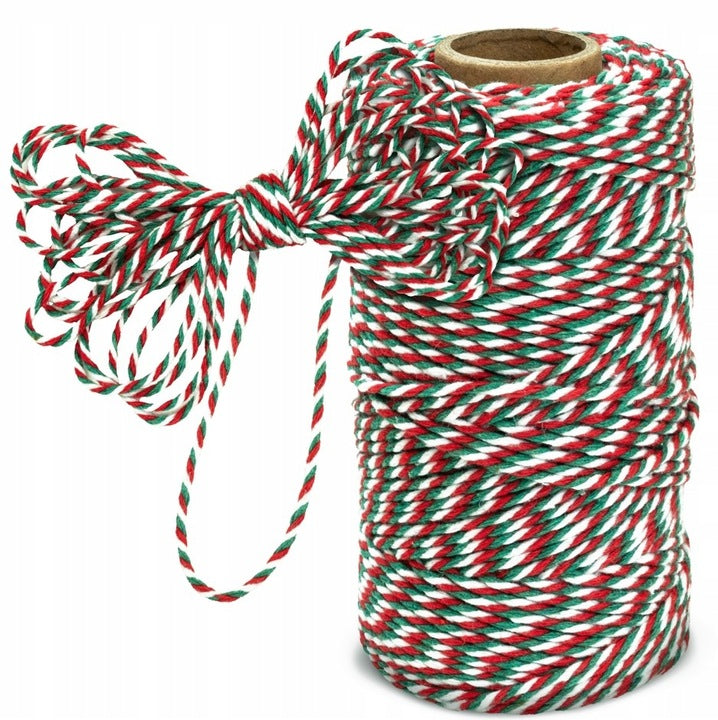Weihnachtliche Baumwollschnur, rot-grün