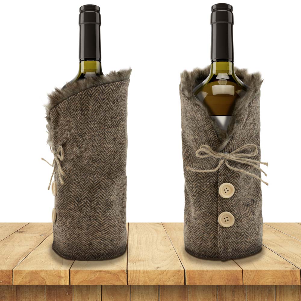 Weihnachtsdekoration auf einer Flasche Grau