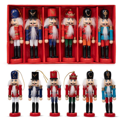 Nussknacker-Weihnachtsbaumhänger - 6er-Set