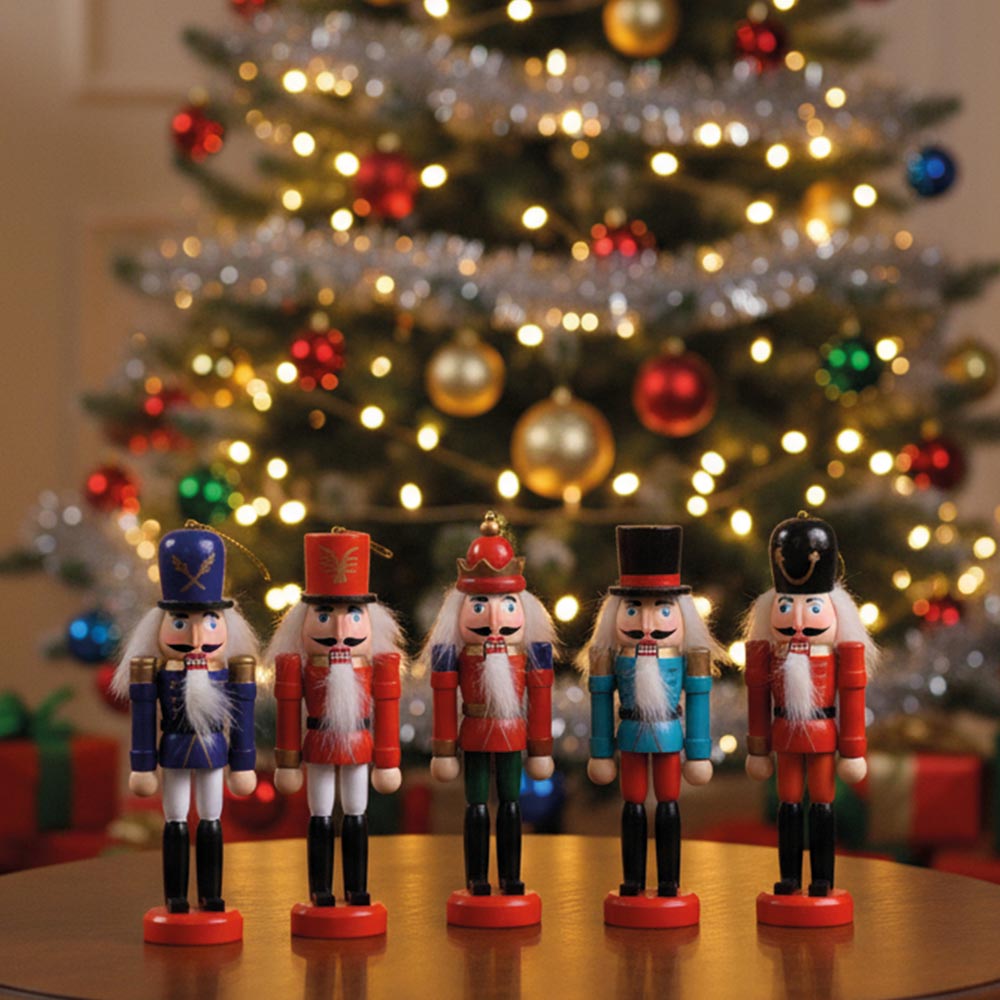 Nussknacker-Weihnachtsbaumhänger - 6er-Set