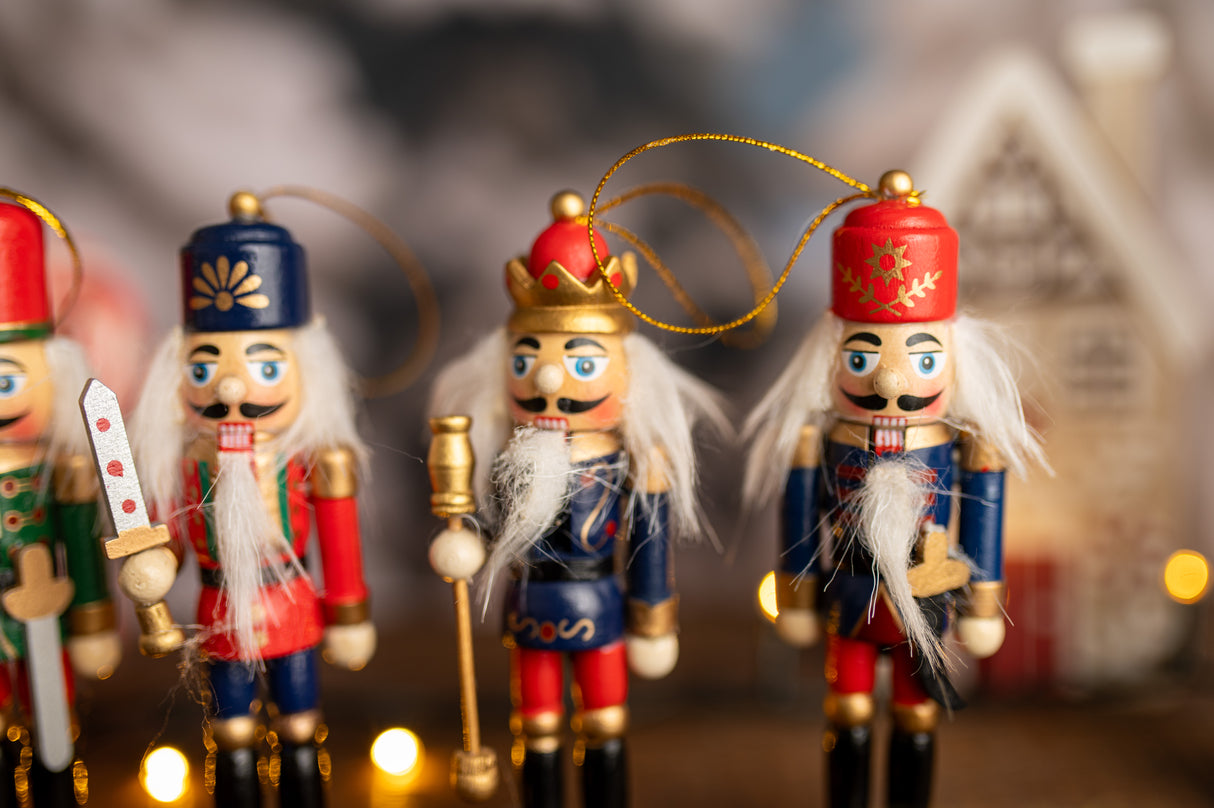 Nussknacker-Weihnachtsbaumhänger - 6er-Set