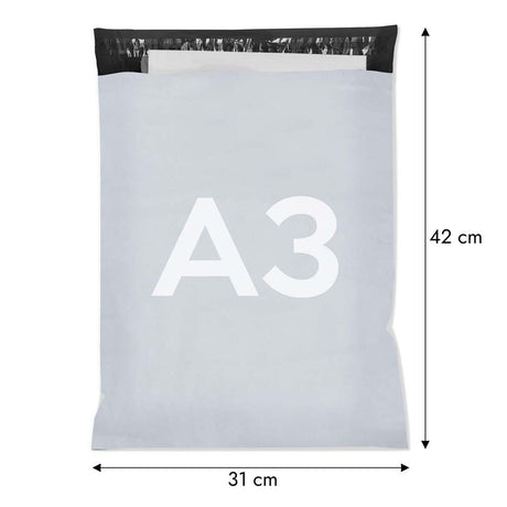 100 Stück A3 310x420 Versandbeutel Plastik Versandtaschen, Weiße Blickdicht Versandtasche