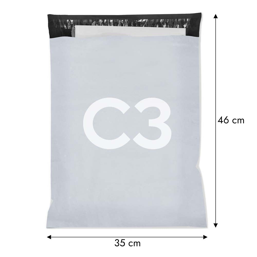 100 Stück C3 350x460 Versandbeutel Plastik Versandtaschen, Weiße Blickdicht Versandtasche