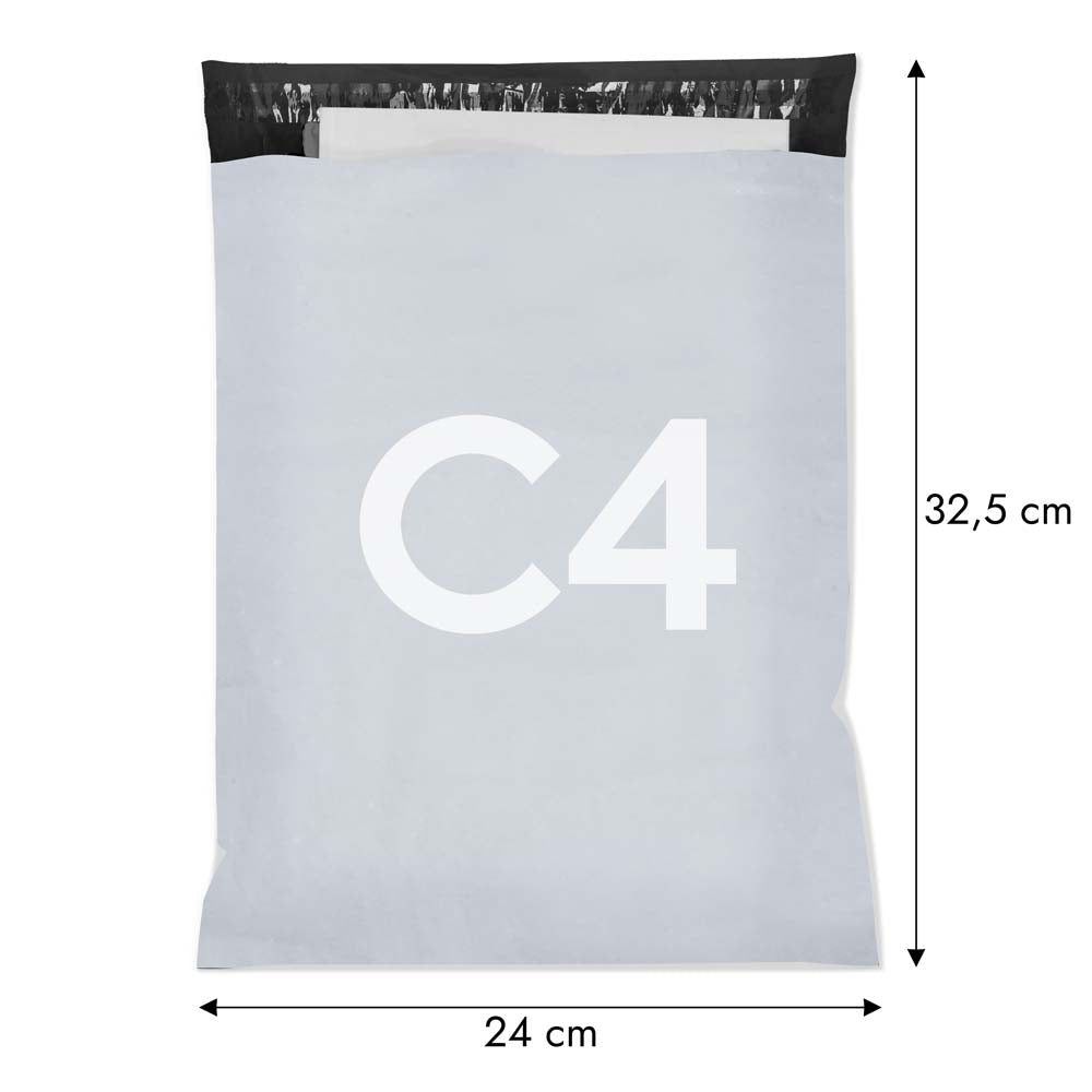 100 Stück C4 240x325mm Versandbeutel Plastik Versandtaschen, Weiße Blickdicht Versandtasche