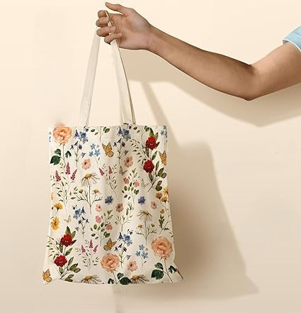 Baumwolltasche Blumen 35x38cm