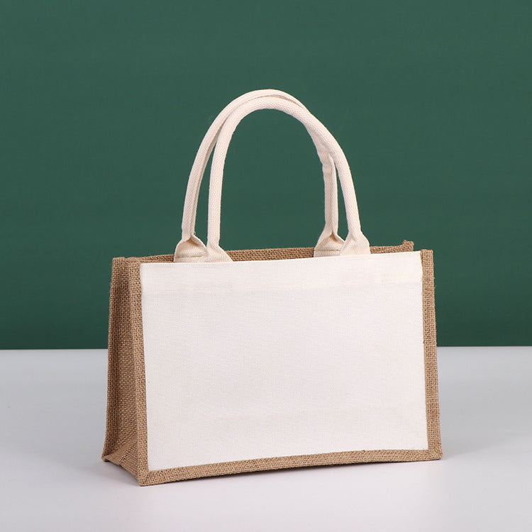 Braun-weiße Jutetasche 320x210x130mm