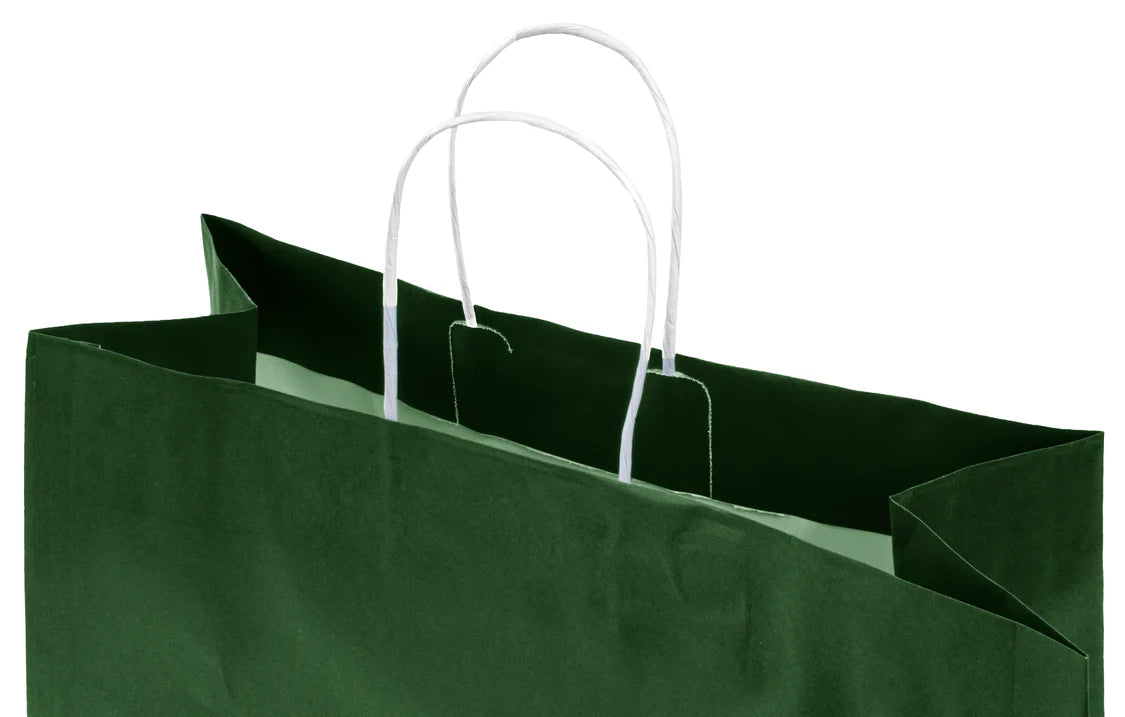 Papiertragetasche mit Premium-Drehgriff - DUNKELGRÜN - 350x150x400mm