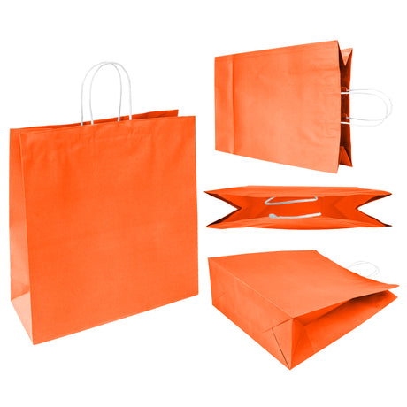 Papiertüte mit Drehgriff Premium - ORANGE - 350x150x400mm