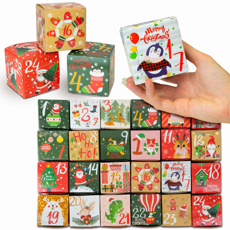 Weihnachtliches buntes Boxen-Set für Adventskalender 24-tlg.